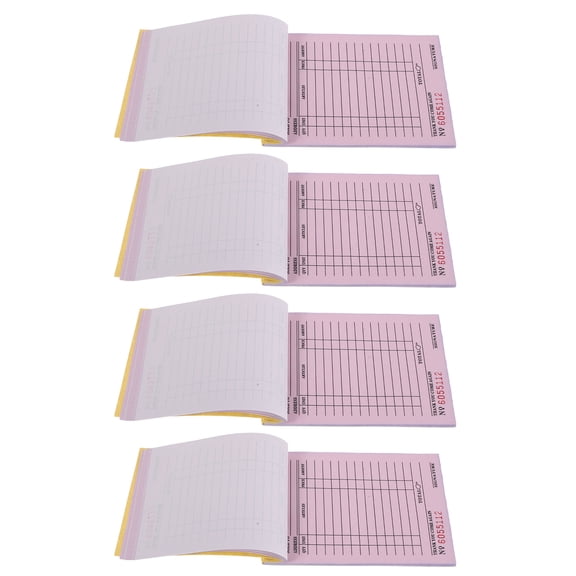 LOLIPPYY 4-Pack Spiral Bound Receipt Booklets for Business Record Keeping, White Paper Order Forms for and Transactions
