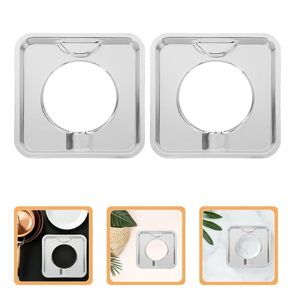 LOLIPPYY 4Pcs Square Gas Stove Drip Pan Covers Plated Silver Oil Splash Protector Removable for Cooktops