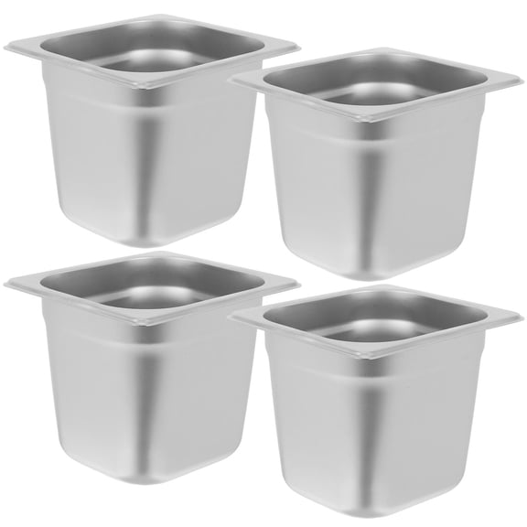 LOLIPPYY 4Pcs Stainless Steel Buffet Food Tray for Commercial Kitchen Serving and Food Warmers
