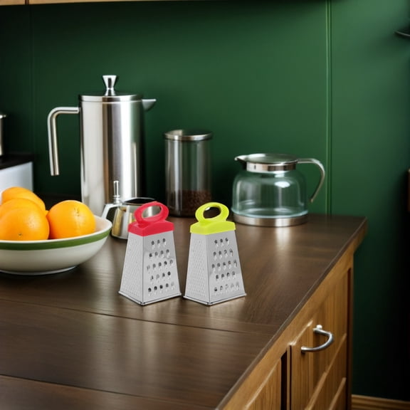 LOLIPPYY 4-Piece Stainless Steel Handheld Cheese Shredder with 4-Sided Box Grater for Kitchen Use