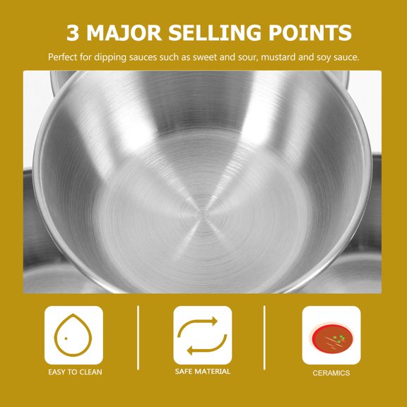 LOLIPPYY 4Pcs Stainless Steel Flavor Dish with Shallow Wide Design for Dipping Sauces