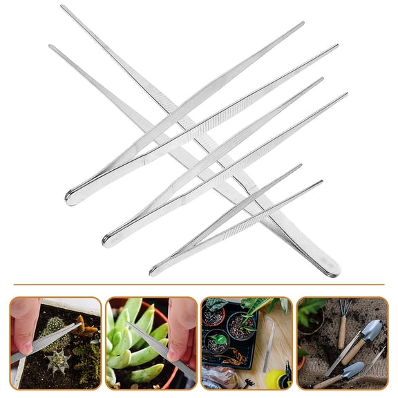 LOLIPPYY 4Pcs Stainless Steel Planting Tweezers Compact and Reliable Garden Tool for Succulent Plants