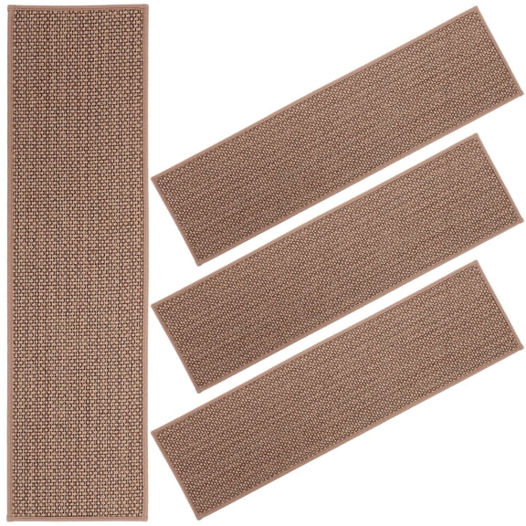 LOLIPPYY 4Pcs Stair Tread Covers Light Brown TPR Self-adhesive Stairs Protection