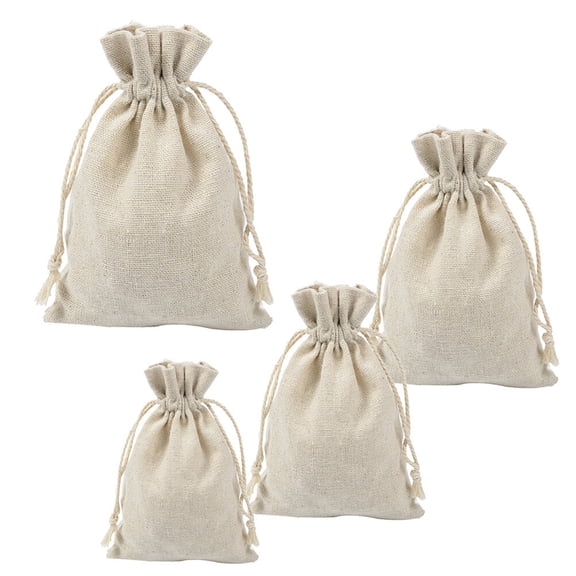 LOLIPPYY 4-Pack Beige Drawstring Sachet Bags for Lavender, Spices, Aromatic Herbs Storage and Fragrance Freshening