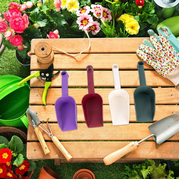 LOLIPPYY 4Pcs Sturdy Plastic Gardening Soil Shovel with Smooth Handle Assorted Colors for Home Use