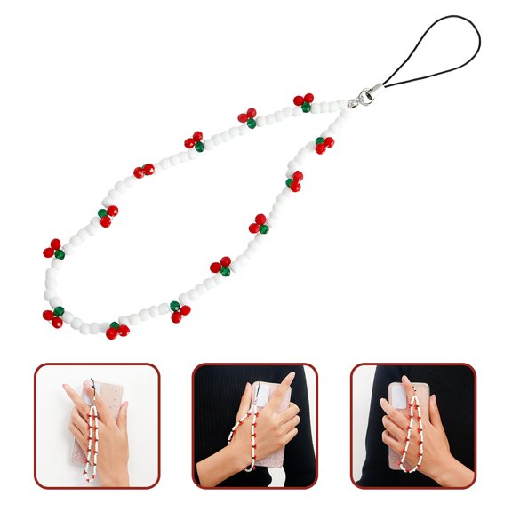 LOLIPPYY 4Pcs Stylish White Phone Case Chain with Fixing Rope for Easy Carry and Phone Decor