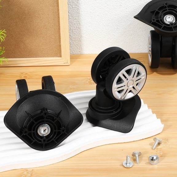 LOLIPPYY 4Pcs Suitcase Wheels Replacement Kit with Swivel Function for Smooth Rolling Black Luggage Repair