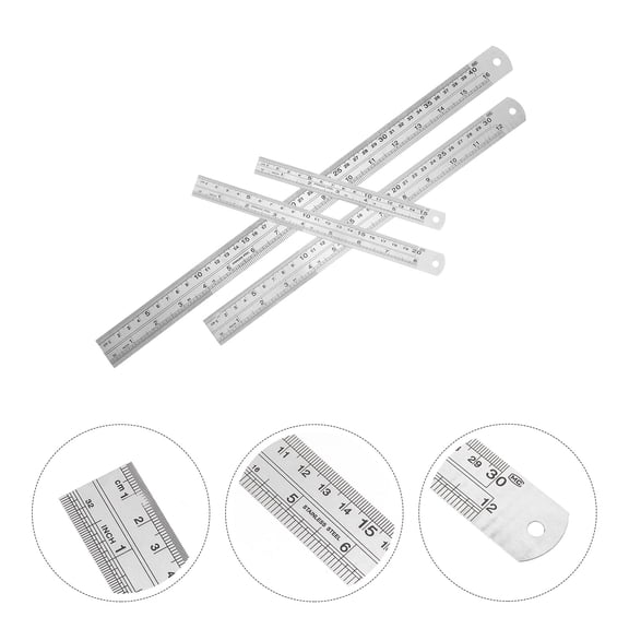 LOLIPPYY 4Pcs Thickened Stainless Steel Precision Scale Ruler for Architectural Drawing and Measurement