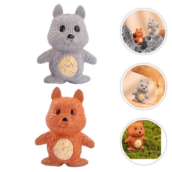 LOLIPPYY Set of 4 Tiny Squirrel Figurines in Assorted Colors for Landscape Decor and Small Animal Sculpture Collection