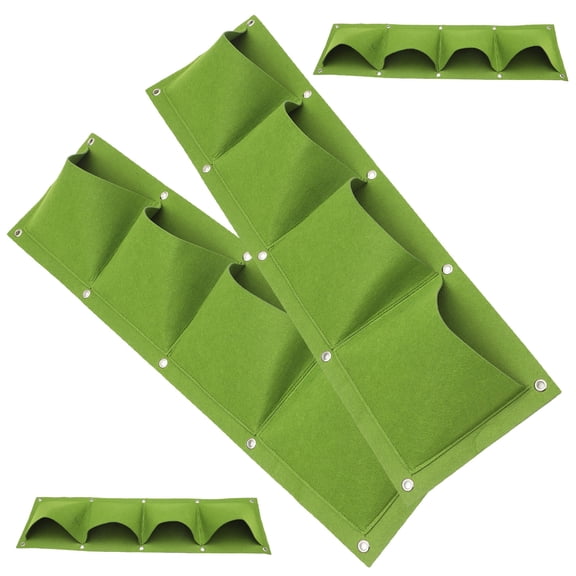 LOLIPPYY 4-Pack Green Felt Wall Hanging Planting Bags for Efficient Seed Storage and Gardening Organization