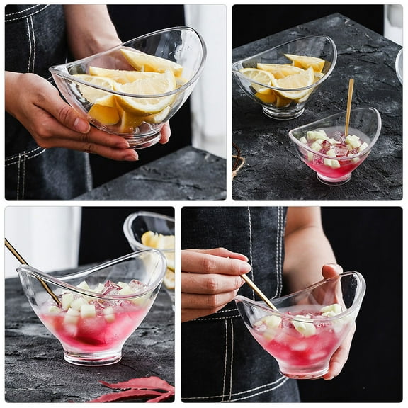 LOLIPPYY 4Pcs Transparent Dessert Bowls Acrylic Food Storage Container For Parties Weddings Home Use