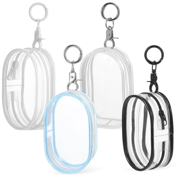 LOLIPPYY 4Pcs Transparent Figure Display Bags Assorted Color Durable Plastic Pouches with Keychain