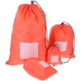 thumbnail image 1 of LOLIPPYY 4-Piece Travel Drawstring Pouch Set, Rosy Nylon Fabric Organizer Bags, 1 of 7