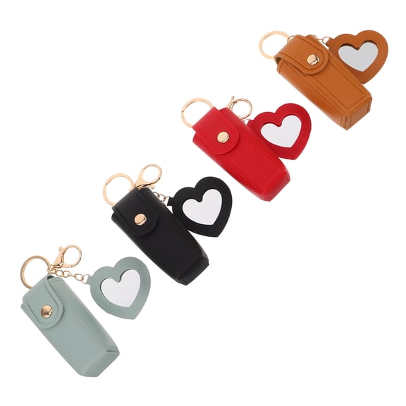 LOLIPPYY 4Pcs Travel Lipstick Organizer Case with Mirror Protective Makeup Pouch