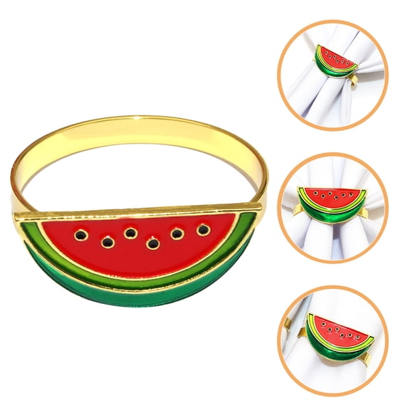 LOLIPPYY 4Pcs Tropical Watermelon Theme Napkin Holders Metal Buckles for Festive Table Setting