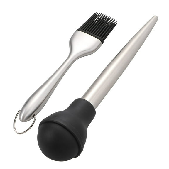 LOLIPPYY 4-Piece Turkey Baster Set with Stainless Steel and Silicone Tube for Marinating and Cooking at Home