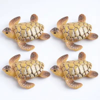 LOLIPPYY 4Pcs Turtle Shaped Decor Assorted Color Decorative Art Craft for Garden and Fish Tank