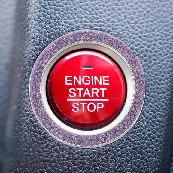 LOLIPPYY Universal Car Start Button Cover, 4 Pcs Rhinestone Push Start Ignition Trim, Auto Accessories