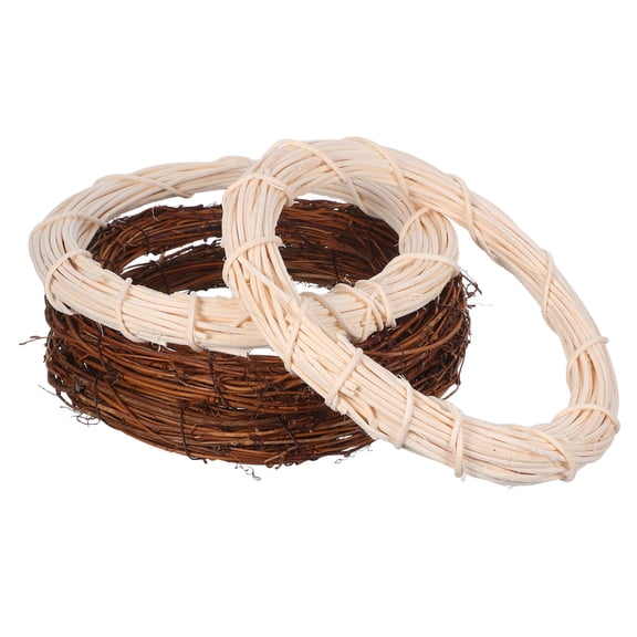 LOLIPPYY 4Pcs Vintage Design Hoop Wreath Floral Rattan Rings for Wedding and Party Decoration