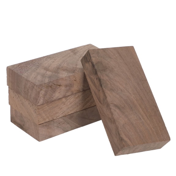 LOLIPPYY 4Pcs Unfinished Walnut Wood Blocks for Crafting Natural Coffee Color Wood Blanks
