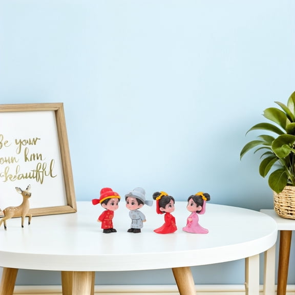 LOLIPPYY 4Pcs Wedding Cake Toppers Bride and Groom Figurines Assorted Color Romantic Couple Statues