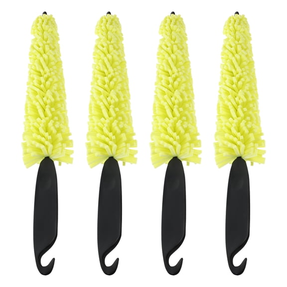 LOLIPPYY 4Pcs Wheel and Tire Cleaning Brushes Yellow Lightweight Car Rim Cleaner with Handle