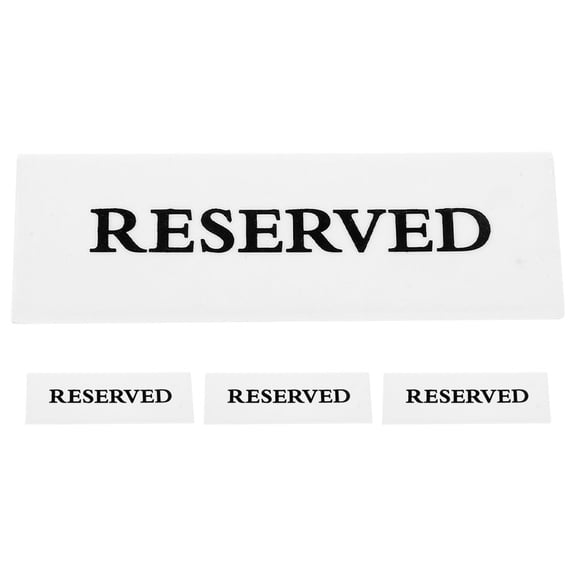 LOLIPPYY 4-Pack White Acrylic Table Tent Reservation Signs, Clear and Readable for Weddings, Conferences, and Events