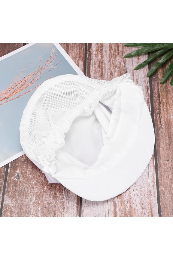 4-Pack White Breathable Work Caps for Hair , Comfortable and Practical for Waiters, Factory, and Food Service Use