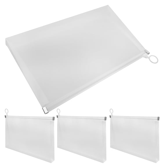 LOLIPPYY 4Pcs White Zipper Document Holders with Practical PP Material for Managing Files and Receipts