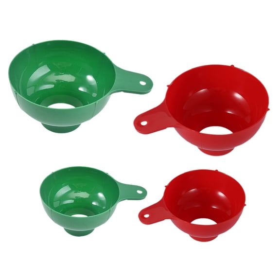 LOLIPPYY 4Pcs Wide Mouth Plastic Funnels for Kitchen Use Home Canning Jam Bottles with Hanging Hole and Easy Clean