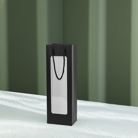 LOLIPPYY 4Pcs Wine Bottle Storage Bags with Clear Window Paper Tote for Anniversary and Events