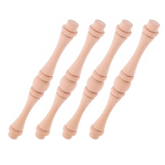 LOLIPPYY 4-Pack Unpainted Wood Stair Balusters Gourd Style Chair Replacement for Indoor Stair Railings