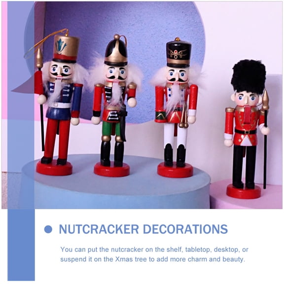 LOLIPPYY 4-Pack Wooden Nutcracker Figurines Assorted Colors Christmas Holiday Desktop Decorations