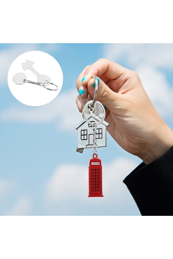 4Pcs Zinc Alloy British Keychain Collection with Red Bus Telephone Booth Mailbox