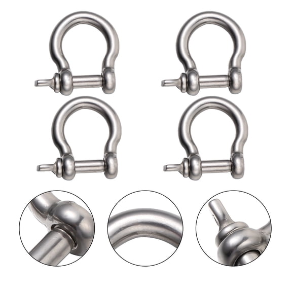 LOLIPPYY 4-Piece Heavy Duty D-Shaped Stainless Steel Shackles for Lifting, Towing, and Industrial Applications