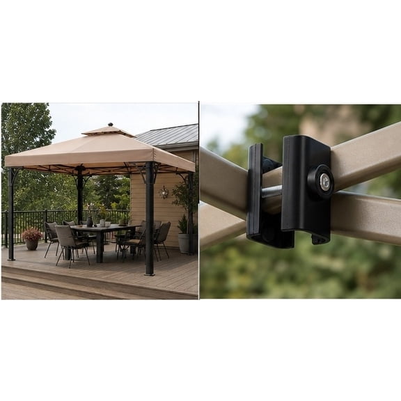 LOLIPPYY 4Sets Black Canopy Frame Repair Bracket for Patio Gazebo with Durable Load Dispersion Design