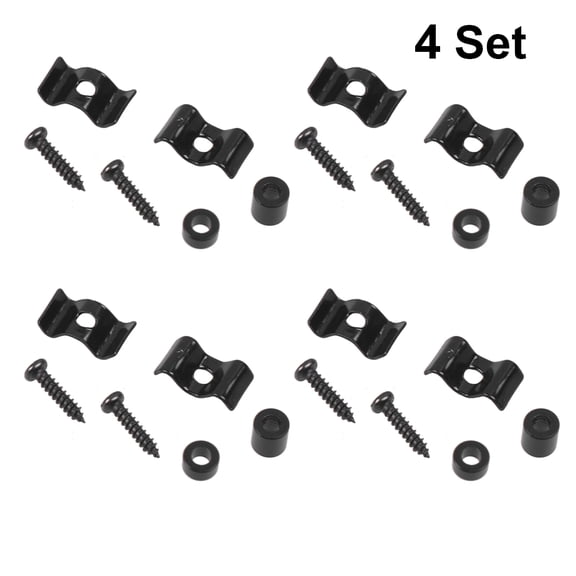 LOLIPPYY 4Sets Electric Guitar Hardware Guitar Strap Locks Buttons Black Color