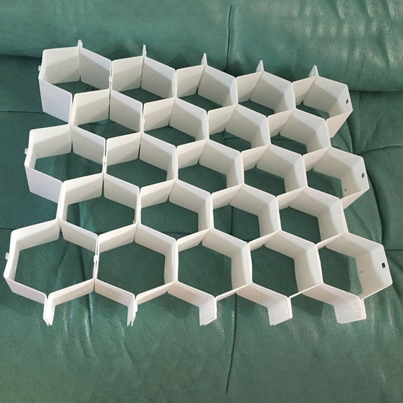 LOLIPPYY 4Sets White Drawer Storage Organizer with Movable Honeycomb Grid for Under Bed and Cabinet