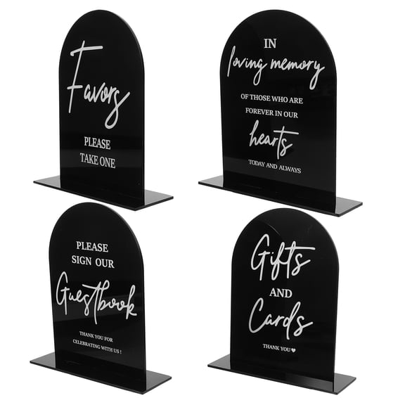 LOLIPPYY 4pcs Acrylic Wedding Signs Acrylic Tabletop Sign Wedding Reception Sign Table Decor