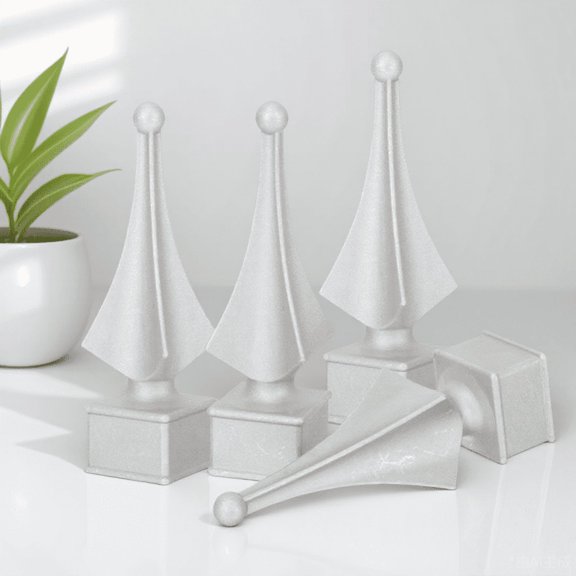 LOLIPPYY 4pcs Aluminum Alloy Fence Finials Silver Decorative Gate Topper