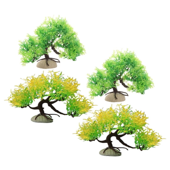 LOLIPPYY 4pcs Artificial Welcome Pine Bonsai Tree Plastic Fish Tank Structure Decor For Home Aquarium
