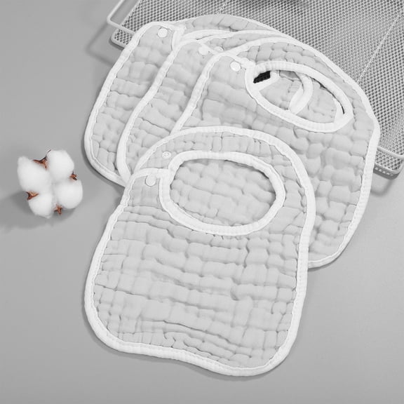 LOLIPPYY 4-Pack Baby Cotton Neckerchief Bibs in Grey, Soft and Absorbent for Daily Use to Keep Clothes Dry
