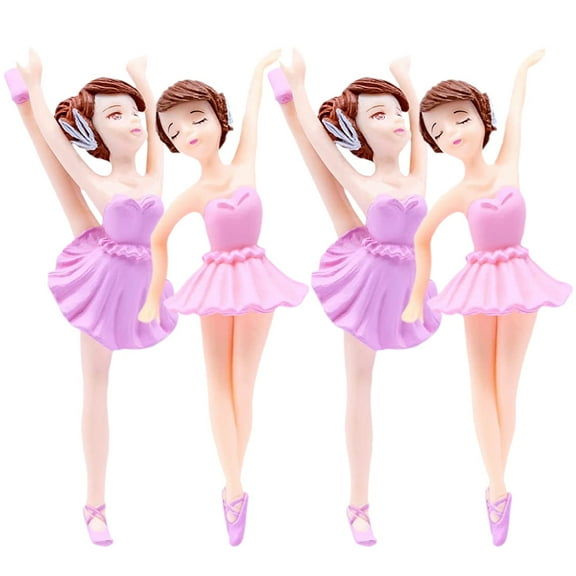 LOLIPPYY Set of 4 Ballerina Cupcake Toppers Dancing Girl Cake Decorations Ballet Themed Cake Ornaments