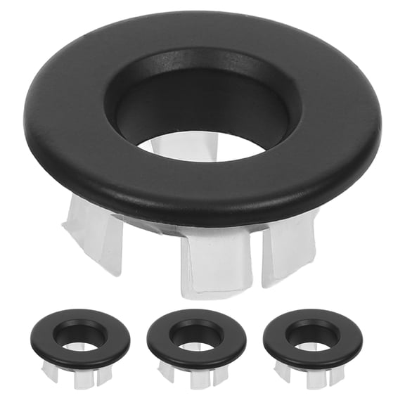 LOLIPPYY 4pcs Bathroom Sink Overflow Trim Ring - Black Trim Rings For Basin Overflow Decorative Insert Wash Basin Drain - Easy To Install For 22-24mm Hole Diameter