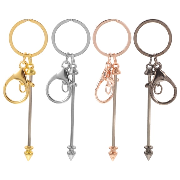 LOLIPPYY 4-Pack Beaded Metal Keychains with Zinc Alloy Blanks, Decorative Key for Keys and Accessories