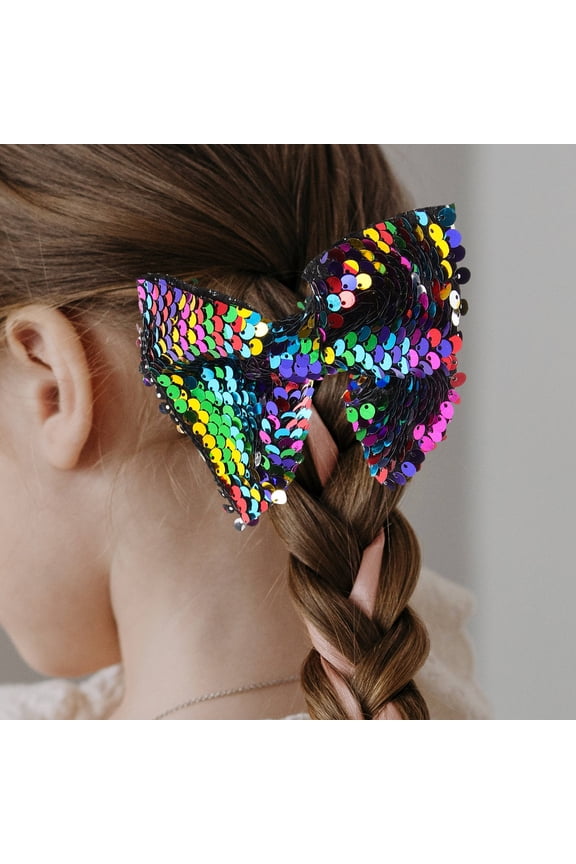 4pcs Bow Hair Clip Multi Color Sequin Hair Accessories For Girls