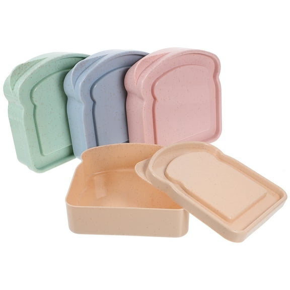 LOLIPPYY 4pcs Bread Container Airtight Blue Toast Shape Sandwich Box for General Use