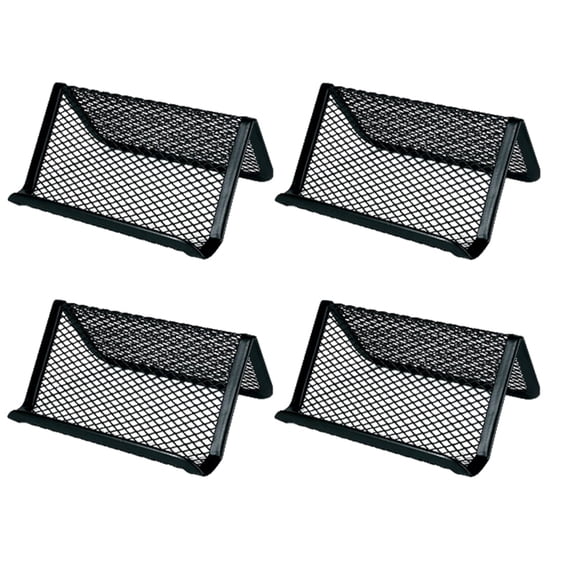 LOLIPPYY 4pcs Card Rack Holder for Business Black Metal Mesh Multi-functional