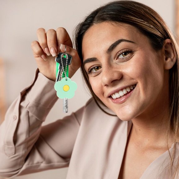 LOLIPPYY 4pcs Cute Flower Key Covers Set Soft PVC Key Caps for Easy Identification