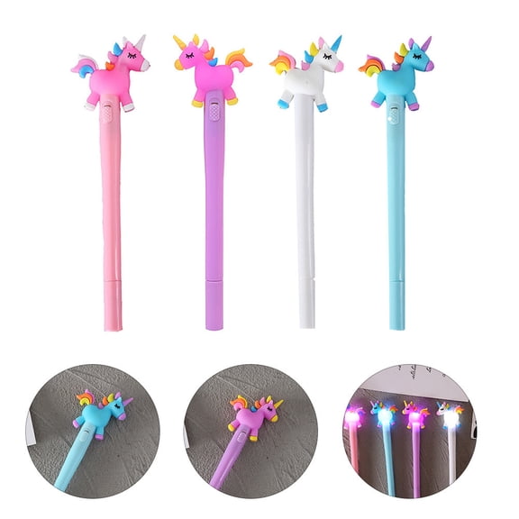 LOLIPPYY 4pcs Cute Glowing Cartoon Animal Writing Tools for Creative Designs Include Stationery